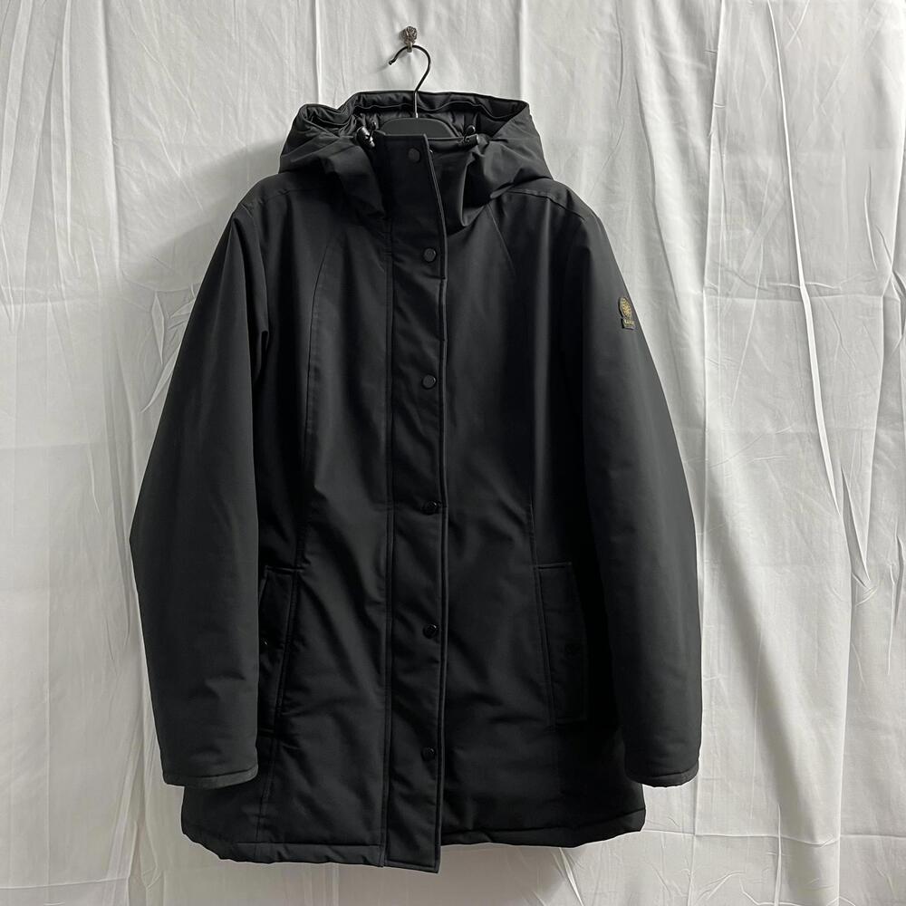 Kanuk Black insulated women's Parka jacket cinchable waist and hood Large
